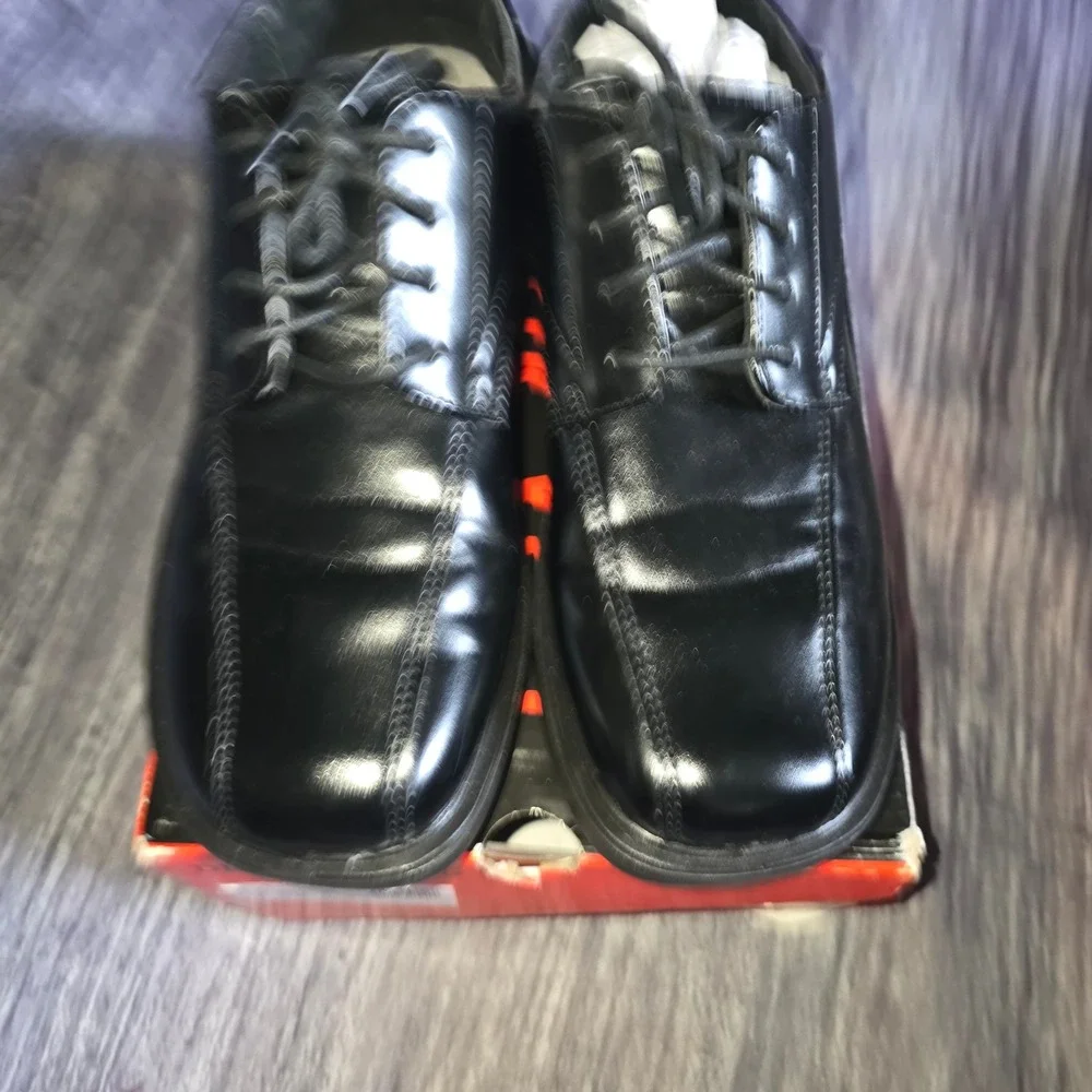 Deer Stags Gabe Black Boys Lace Up Oxford Dress Shoes Size 4.5 M Bicycle Toe
